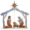 Christmas Central 72" White And Brown LED Lights Nativity Scene Christmas Tabletop Decor