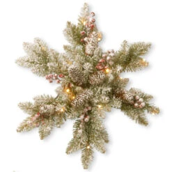 18" B/O Snowy Dunhill Fir Artificial Christmas Snowflake With Warm White LED Lights