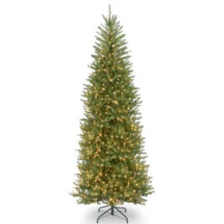 Christmas Central 10’ Pre-lit Dunhill Fir Slim Artificial Christmas Tree –Clear Lights