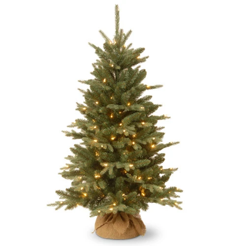 Christmas Central 4' Pre-lit Potted Burlap Artificial Christmas Tree, Clear Lights 1 Christmas Central 4' Pre-lit Potted Burlap Artificial Christmas Tree, Clear Lights