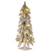 Christmas Central 2' Pre-Lit Snowy Downswept Artificial Christmas Tree, Clear Lights