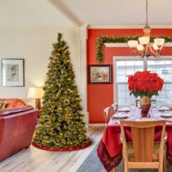 Christmas Central 7.5’ Pre-Lit Glittery Bristle Pine Artificial Christmas Tree, Clear Lights -Christmas Decoration Store dnat gb3 304 75 3 93276.1664379663