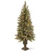Christmas Central 5’ Pre-Lit Potted Glittery Bristle Pine Artificial Christmas Tree, White LED Lights