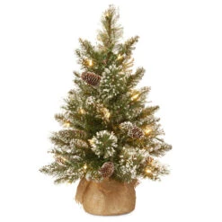 2' Pre-Lit Full Glittery Bristle Pine Artificial Christmas Tree - Warm White LED Lights