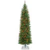 Christmas Central 7.5’ Pre-Lit Kingswood Fir Slim Artificial Christmas Tree, Multicolor Lights