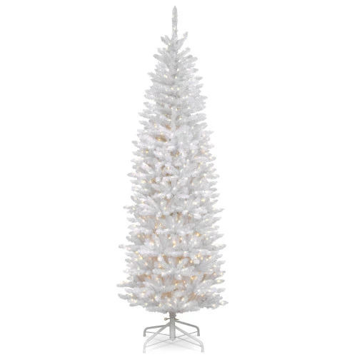 Christmas Central 7’ Pre-Lit White Kingswood Fir Pencil Artificial Christmas Tree, Clear Lights 1 Christmas Central 7’ Pre-Lit White Kingswood Fir Pencil Artificial Christmas Tree, Clear Lights