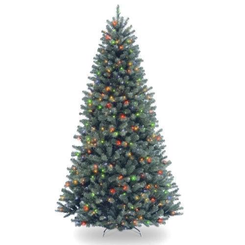 Christmas Central 7.5’ Pre-Lit Blue Slim North Valley Spruce Artificial Christmas Tree, Multicolor Lights 1 Christmas Central 7.5’ Pre-Lit Blue Slim North Valley Spruce Artificial Christmas Tree, Multicolor Lights