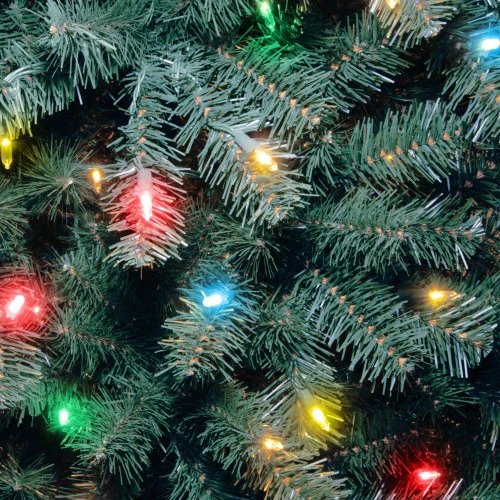 Christmas Central 7.5’ Pre-Lit Blue Slim North Valley Spruce Artificial Christmas Tree, Multicolor Lights 2 Christmas Central 7.5’ Pre-Lit Blue Slim North Valley Spruce Artificial Christmas Tree, Multicolor Lights - Image 2