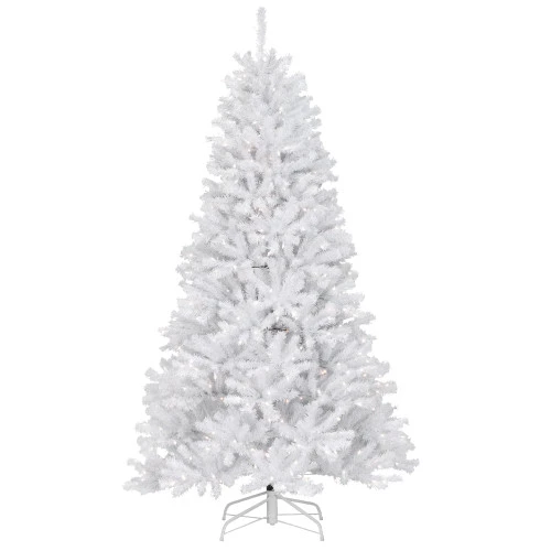 Christmas Central 7.5’ Pre-Lit White Slim North Valley Spruce Artificial Christmas Tree, Clear Lights 1 Christmas Central 7.5’ Pre-Lit White Slim North Valley Spruce Artificial Christmas Tree, Clear Lights