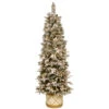 Christmas Central 6' Pre-Lit Slim Frosted Colonial Artificial Half Wall Christmas Tree, Clear Lights