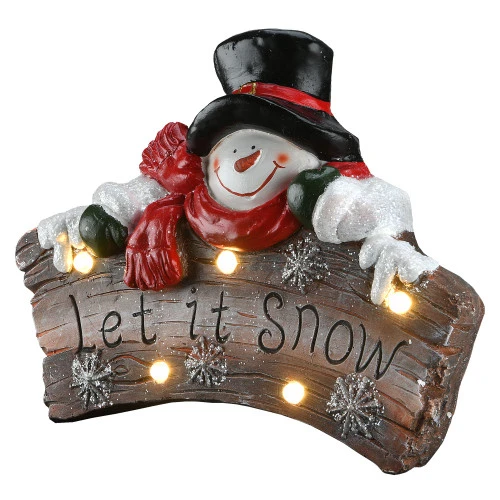 Christmas Central 18.5" Pre-Lit Snowman "Let It Snow" Christmas Wall Sign 1 Christmas Central 18.5" Pre-Lit Snowman "Let It Snow" Christmas Wall Sign