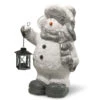 16.25" Silver And Gray Snowman Christmas Candle Holder