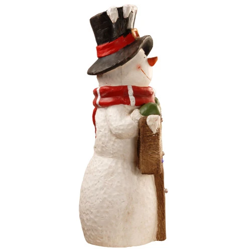 28.25" White And Brown LED Lighted Christmas Smiling Snowman Figurine 2 28.25" White And Brown LED Lighted Christmas Smiling Snowman Figurine - Image 2