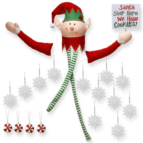 Christmas Central 19-Piece Elf Tree Topper And Ornaments Christmas Tree Decorating Kit 1 Christmas Central 19-Piece Elf Tree Topper And Ornaments Christmas Tree Decorating Kit