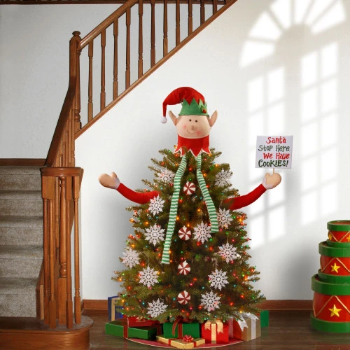 Christmas Central 19-Piece Elf Tree Topper And Ornaments Christmas Tree Decorating Kit 3 Christmas Central 19-Piece Elf Tree Topper And Ornaments Christmas Tree Decorating Kit - Image 3