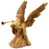 24"Beige And Brown LED Lighted Angel With Horn Christmas Tabletop Decor