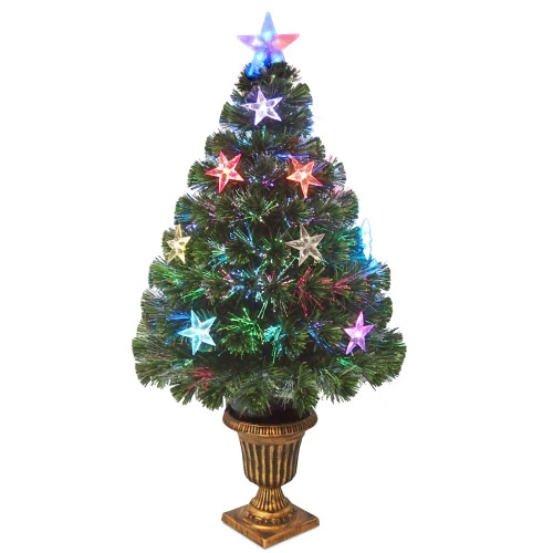 Christmas Central 3' Pre-Lit Potted Pine Medium Artificial Christmas Tree, Multicolor Lights 1 Christmas Central 3' Pre-Lit Potted Pine Medium Artificial Christmas Tree, Multicolor Lights