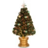 Christmas Central 3' Pre-lit Potted Double Bell Artificial Christmas Tree, Fiber Optic Lights