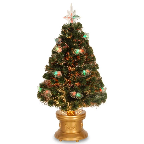 Christmas Central 3' Pre-lit Potted Double Bell Artificial Christmas Tree, Fiber Optic Lights 1 Christmas Central 3' Pre-lit Potted Double Bell Artificial Christmas Tree, Fiber Optic Lights