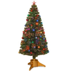 6' Pre-Lit Slim Fiber-Optic Artificial Fireworks Ornamented Christmas Tree - Multicolor LED Lights