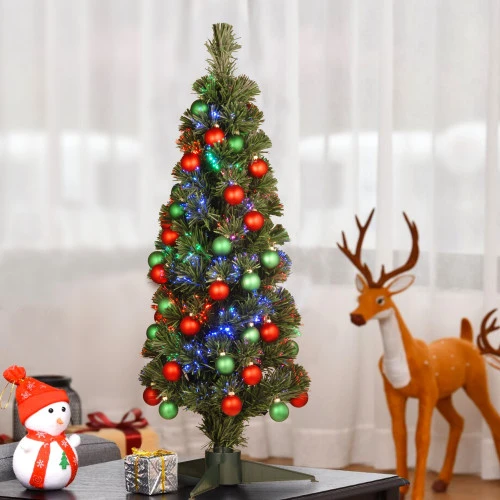 Christmas Central 3' Pre-lit Fiber Optic Fireworks Artificial Christmas Tree With Ball Ornaments, Multi Lights 2 Christmas Central 3' Pre-lit Fiber Optic Fireworks Artificial Christmas Tree With Ball Ornaments, Multi Lights - Image 2