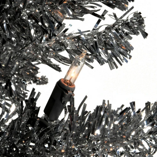 Christmas Central 7’ Pre-Lit Black Pencil Tinsel Artificial Christmas Tree, White Lights 2 Christmas Central 7’ Pre-Lit Black Pencil Tinsel Artificial Christmas Tree, White Lights - Image 2
