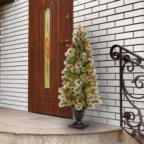 Christmas Central 5" Pre-Lit Potted Wintry Pine Artificial Christmas Tree, Clear Lights 2 Christmas Central 5" Pre-Lit Potted Wintry Pine Artificial Christmas Tree, Clear Lights - Image 2