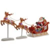 28.5" Pre-Lit Red Sleigh With Reindeer And Santa Tabletop Decor