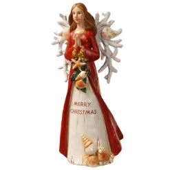 12" Red And White Beach Angel Tabletop Christmas Decor