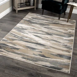 7' X 10' Gray And Beige Contemporary Area Throw Rug -Christmas Decoration Store dorian209009208x11 2 99986.1664990321