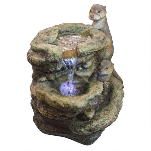21.5" Sea Otters Garden Sculptural Fountain 2 21.5" Sea Otters Garden Sculptural Fountain - Image 2