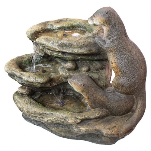 21.5" Sea Otters Garden Sculptural Fountain 4 21.5" Sea Otters Garden Sculptural Fountain - Image 4