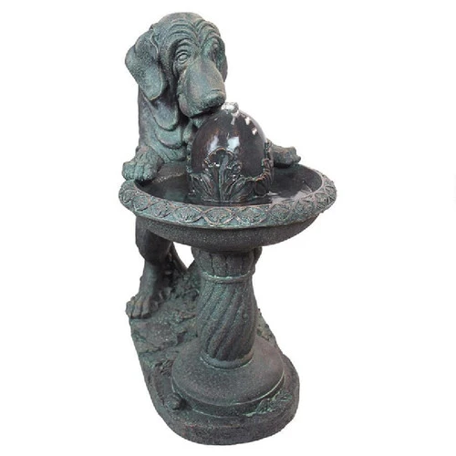 26.5" Dog Standing Drinking From Sculptural Fountain 2 26.5" Dog Standing Drinking From Sculptural Fountain - Image 2