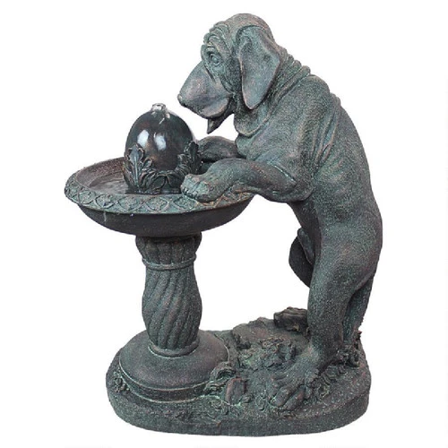 26.5" Dog Standing Drinking From Sculptural Fountain 1 26.5" Dog Standing Drinking From Sculptural Fountain