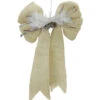 Northlight 15" Ivory And White Bow With Pine Cone Hanging Christmas Decor