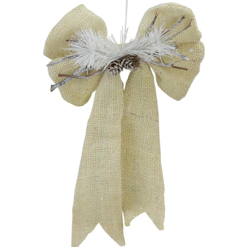 Northlight 15" Ivory And White Bow With Pine Cone Hanging Christmas Decor 1 Northlight 15" Ivory And White Bow With Pine Cone Hanging Christmas Decor