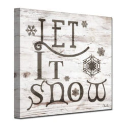 Brown And Gray "Let It Snow" Christmas Wrapped Square Wall Art Decor 30" X 30" -Christmas Decoration Store drhan vmtq138 gwc3030 3 47533.1588393415