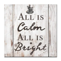 Brown And Gray Christmas Silent Night Wrapped Square Wall Art Decor 12" X 12"