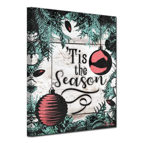 Green And Red "Tis The Season" Christmas Wrapped Rectangular Wall Art Decor 30" X 20" 3 Green And Red "Tis The Season" Christmas Wrapped Rectangular Wall Art Decor 30" X 20" - Image 3