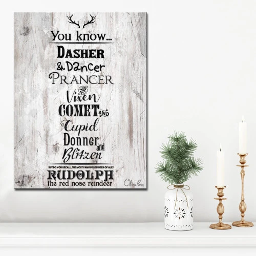 White And Black Christmas Reindeer List Wrapped Rectangular Wall Art Decor 30" X 20" 2 White And Black Christmas Reindeer List Wrapped Rectangular Wall Art Decor 30" X 20" - Image 2