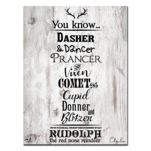 White And Black Christmas Reindeer List Wrapped Rectangular Wall Art Decor 30" X 20" 1 White And Black Christmas Reindeer List Wrapped Rectangular Wall Art Decor 30" X 20"
