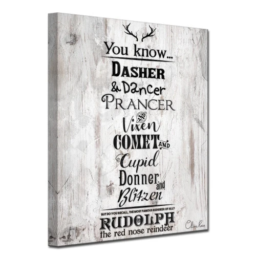 White And Black Christmas Reindeer List Wrapped Rectangular Wall Art Decor 30" X 20" 3 White And Black Christmas Reindeer List Wrapped Rectangular Wall Art Decor 30" X 20" - Image 3