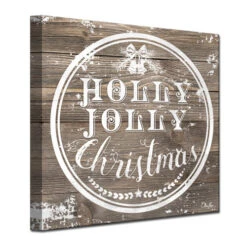 Brown And White Christmas Holly Jolly Wrapped Square Wall Art Decor 20" X 20" -Christmas Decoration Store drhan vmtq145 gwc2020 3 28627.1588393428