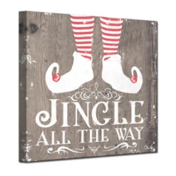 Brown And Red Christmas Jingle Wrapped Square Wall Art Decor 12" X 12" -Christmas Decoration Store drhan vmtq147 gwc1212 3 92151.1670489783