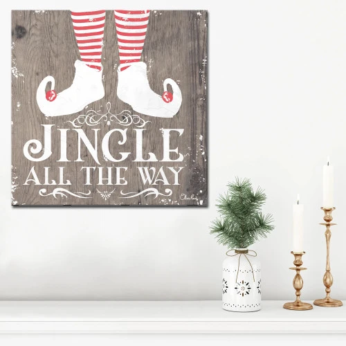 Brown And Red Christmas Jingle Wrapped Square Wall Art Decor 20" X 20" 2 Brown And Red Christmas Jingle Wrapped Square Wall Art Decor 20" X 20" - Image 2