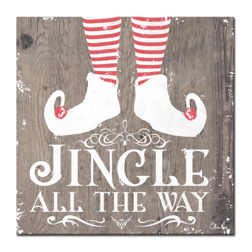 Brown And Red Christmas Jingle Wrapped Square Wall Art Decor 20" X 20" 1 Brown And Red Christmas Jingle Wrapped Square Wall Art Decor 20" X 20"