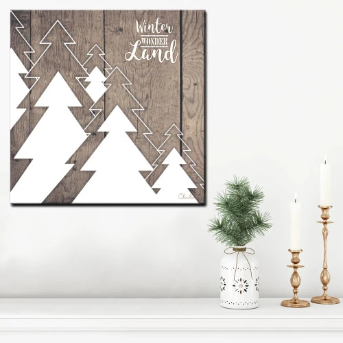 Brown And White Christmas Many Trees Wrapped Square Wall Art Decor 12" X 12" 2 Brown And White Christmas Many Trees Wrapped Square Wall Art Decor 12" X 12" - Image 2