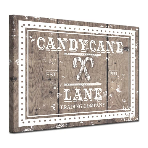 Brown And White Christmas Candy Cane Lane Wrapped Rectangular Wall Art Decor 12" X 16" 3 Brown And White Christmas Candy Cane Lane Wrapped Rectangular Wall Art Decor 12" X 16" - Image 3