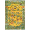 9' X 13' Floral Design Yellow And Green Rectangular Area Throw Rug