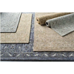 2' X 3' Floral Patterned Gray And Blue Rectangular Area Throw Rug -Christmas Decoration Store dsur sby1002 23 3 15117.1588378650